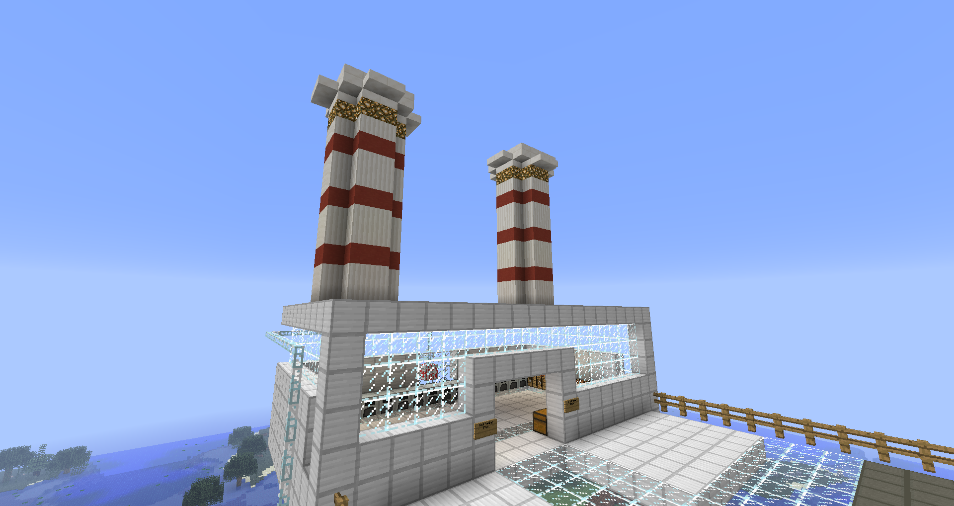 Overview of the coal plant, complete with smoke stacks